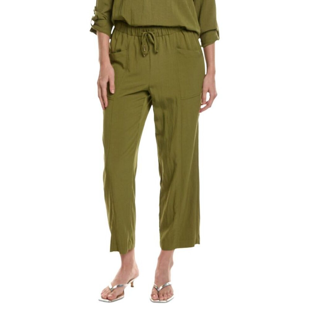 Anne Klein Womens  Petite Pull-On Pocket Straight Ankle Pant, Green